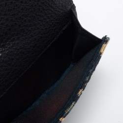 مملوكة مسبقًا محفظة كومباكت ديور جلد وكانفاس مائل بيج / أزرق كحلي