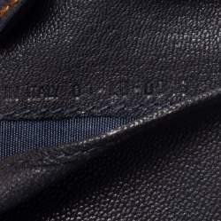 مملوكة مسبقًا محفظة كومباكت ديور جلد وكانفاس مائل بيج / أزرق كحلي