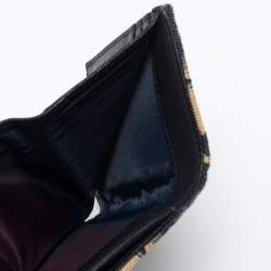 مملوكة مسبقًا محفظة كومباكت ديور جلد وكانفاس مائل بيج / أزرق كحلي