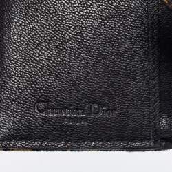 مملوكة مسبقًا محفظة كومباكت ديور جلد وكانفاس مائل بيج / أزرق كحلي