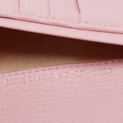 Pre Owned محفظة ديور كونتيننتال جلد وكانفاس مائل بيج / وردي بقلاب