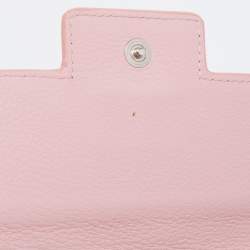 Pre Owned محفظة ديور كونتيننتال جلد وكانفاس مائل بيج / وردي بقلاب