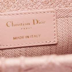 Pre Owned Dior Light Pink Cannage Embroidered Canvas Large Lady D-Lite Tote