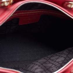 Pre Owned Dior Red Leather Large Lady Dior Tote
