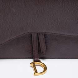 Pre Owned Dior Burgundy Leather Saddle Wallet on Chain