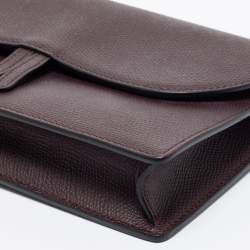 Pre Owned Dior Burgundy Leather Saddle Wallet on Chain