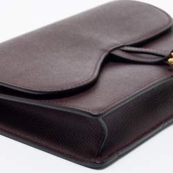 Pre Owned Dior Burgundy Leather Saddle Wallet on Chain