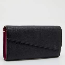 Pre Owned Dior Black Leather Flap Continental Wallet