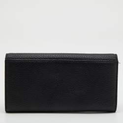Pre Owned Dior Black Leather Flap Continental Wallet