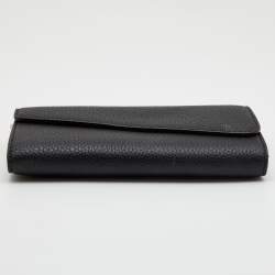 Pre Owned Dior Black Leather Flap Continental Wallet