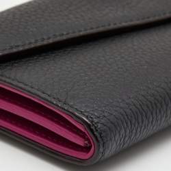 Pre Owned Dior Black Leather Flap Continental Wallet