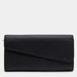 Pre Owned Dior Black Leather Flap Continental Wallet