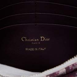 Pre Owned Dior Burgundy/Beige Oblique Canvas Saddle Chain Pouch