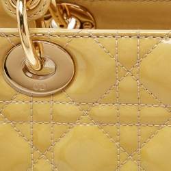 Pre Owned Dior Beige Patent Leather Large Lady Dior Tote