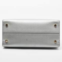 Pre Owned Dior Silver Leather Medium Diorever Tote