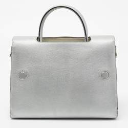 Pre Owned Dior Silver Leather Medium Diorever Tote