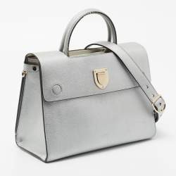 Pre Owned Dior Silver Leather Medium Diorever Tote