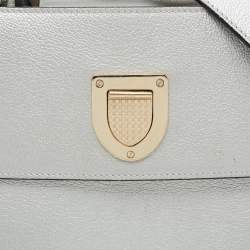 Pre Owned Dior Silver Leather Medium Diorever Tote