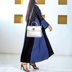 Pre Owned Dior Silver Leather Medium Diorever Tote