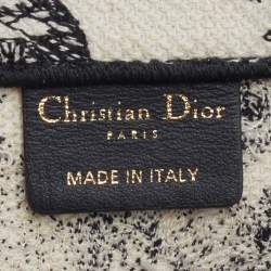 Dior White/Black Canvas Zodiac Embroidery Hercules Small Book Tote