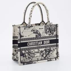 Dior White/Black Canvas Zodiac Embroidery Hercules Small Book Tote