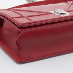 Pre Owned Dior Red Leather Medium Diorama Flap Bag
