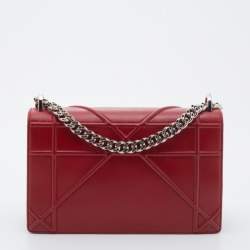 Pre Owned Dior Red Leather Medium Diorama Flap Bag