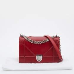 Pre Owned Dior Red Leather Medium Diorama Flap Bag