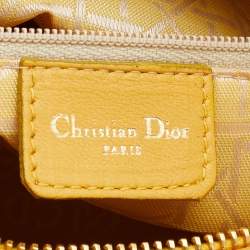 Pre Owned Dior Yellow Cannage Leather Medium Lady Dior Tote