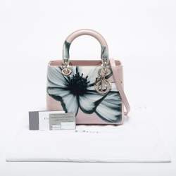 Pre Owned Dior Pink Leather Medium Lady Dior Tote