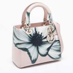 Pre Owned Dior Pink Leather Medium Lady Dior Tote