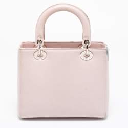 Pre Owned Dior Pink Leather Medium Lady Dior Tote