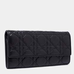 Pre Owned Dior Black Cannage Leather Lady Dior Wallet on Chain