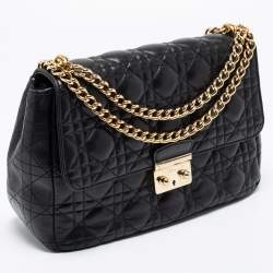 Pre Owned Dior Black Cannage Leather Miss Dior Medium Flap Bag