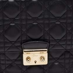 Pre Owned Dior Black Cannage Leather Miss Dior Medium Flap Bag