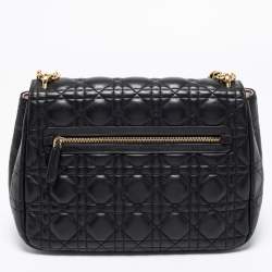 Pre Owned Dior Black Cannage Leather Miss Dior Medium Flap Bag