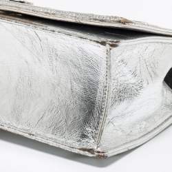 Pre Owned Dior Silver Leather Medium Diorama Shoulder Bag