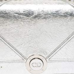 Pre Owned Dior Silver Leather Medium Diorama Shoulder Bag
