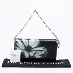 Pre Owned Dio Black Leather Lady Dior Wallet On Chain