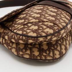 Pre Owned Dior Beige/Brown Oblique Canvas Saddle Shoulder Bag