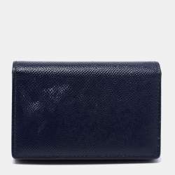 Pre Owned Dior Navy Blue Leather Turn Me Gusset Card Case