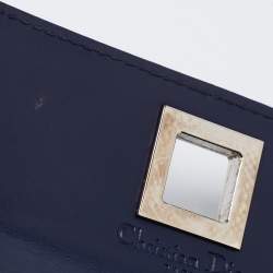 Pre Owned Dior Navy Blue Leather Turn Me Gusset Card Case