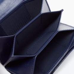 Pre Owned Dior Navy Blue Leather Turn Me Gusset Card Case