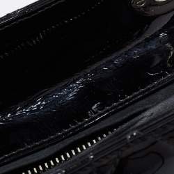 Pre Owned حقيبة يد توتس ديور ليدي ديور جلد كاناج أسود لامع متوسطة