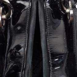 Pre Owned حقيبة يد توتس ديور ليدي ديور جلد كاناج أسود لامع متوسطة