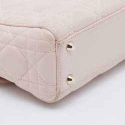 Pre Owned Dior Blush Pink Cannage Leather Mini Lady Dior Tote