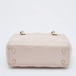 Pre Owned Dior Blush Pink Cannage Leather Mini Lady Dior Tote