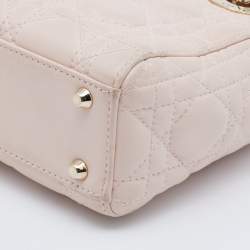 Pre Owned Dior Blush Pink Cannage Leather Mini Lady Dior Tote