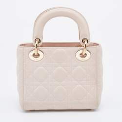 Pre Owned Dior Blush Pink Cannage Leather Mini Lady Dior Tote