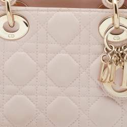 Pre Owned Dior Blush Pink Cannage Leather Mini Lady Dior Tote